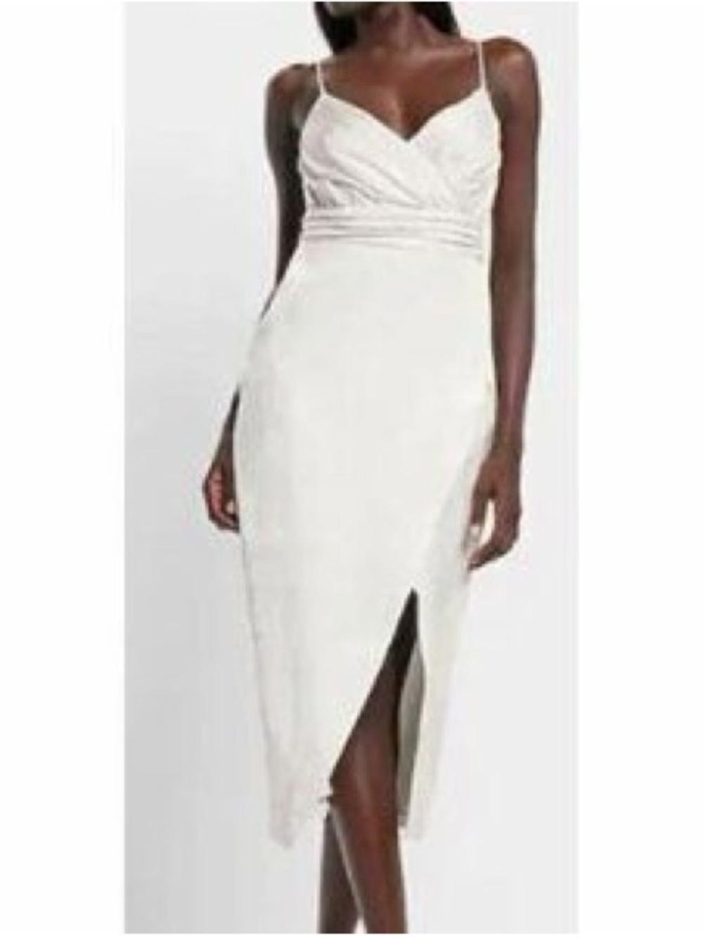 Express White Spaghetti Strap Midi Dress with Front Slit